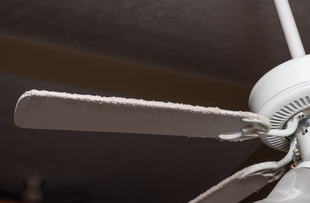 A dusty ceiling fan.