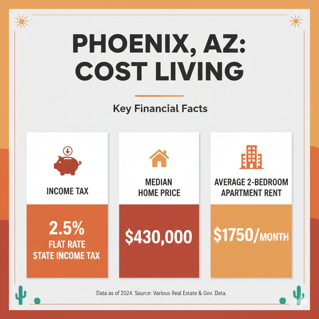 Infographic on Phoenix, Arizona cost of living.