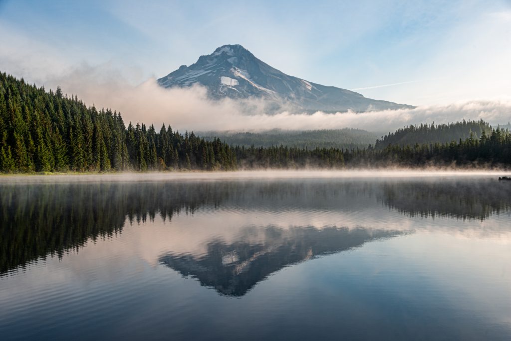 Trillium Lake near Portland, Oregon, with Mt. Hood reflected in the water.