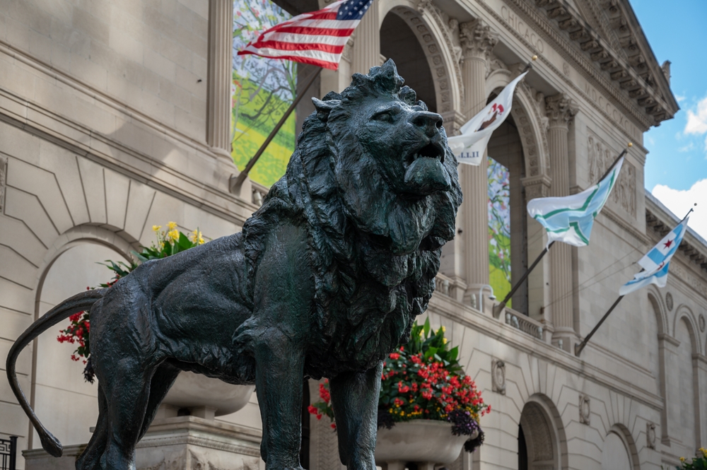Lion statue in Chicago.