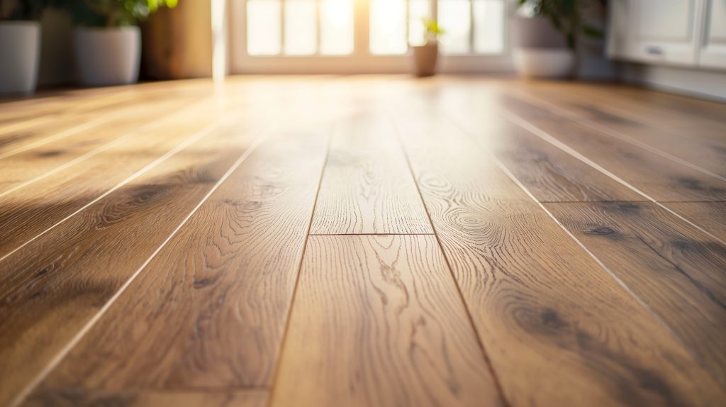 A close up of hardwood flooring.