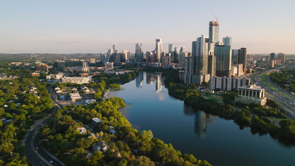 An aerial view of Austin, Texas.
